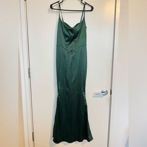 Elegant Green Satin Dress